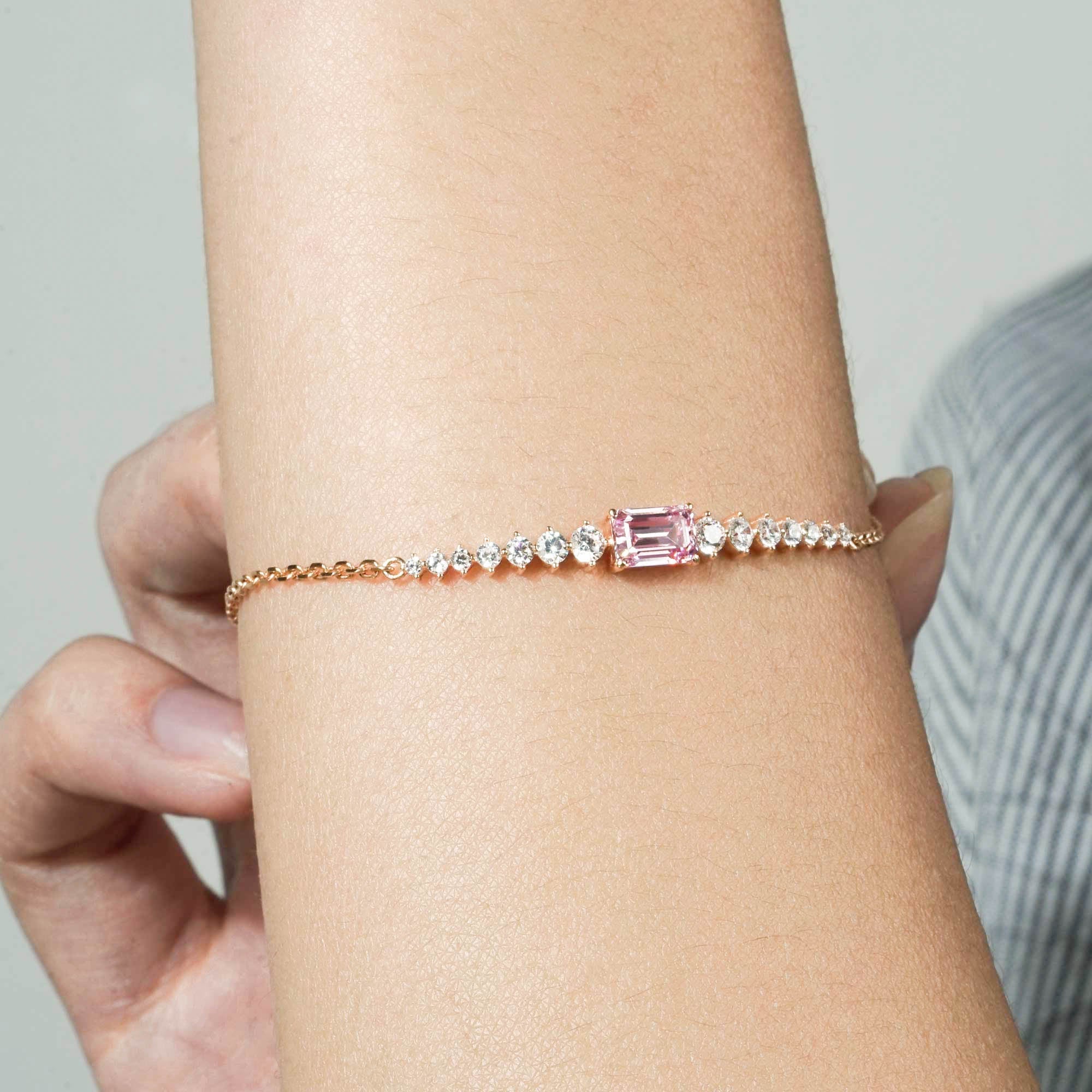 Kaida Gold Bracelet - Rosy Pink - Juene Jewelry