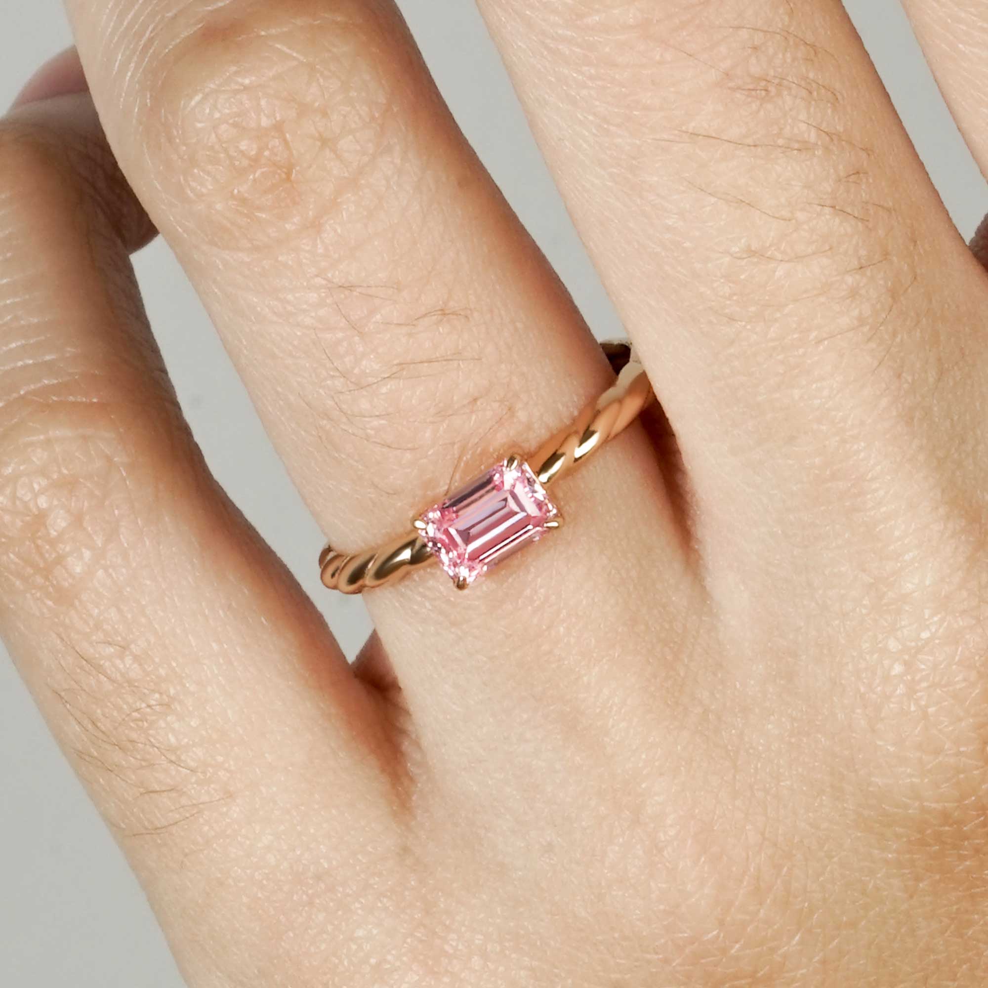 Peony Gold Ring - Rosy Pink - Juene Jewelry