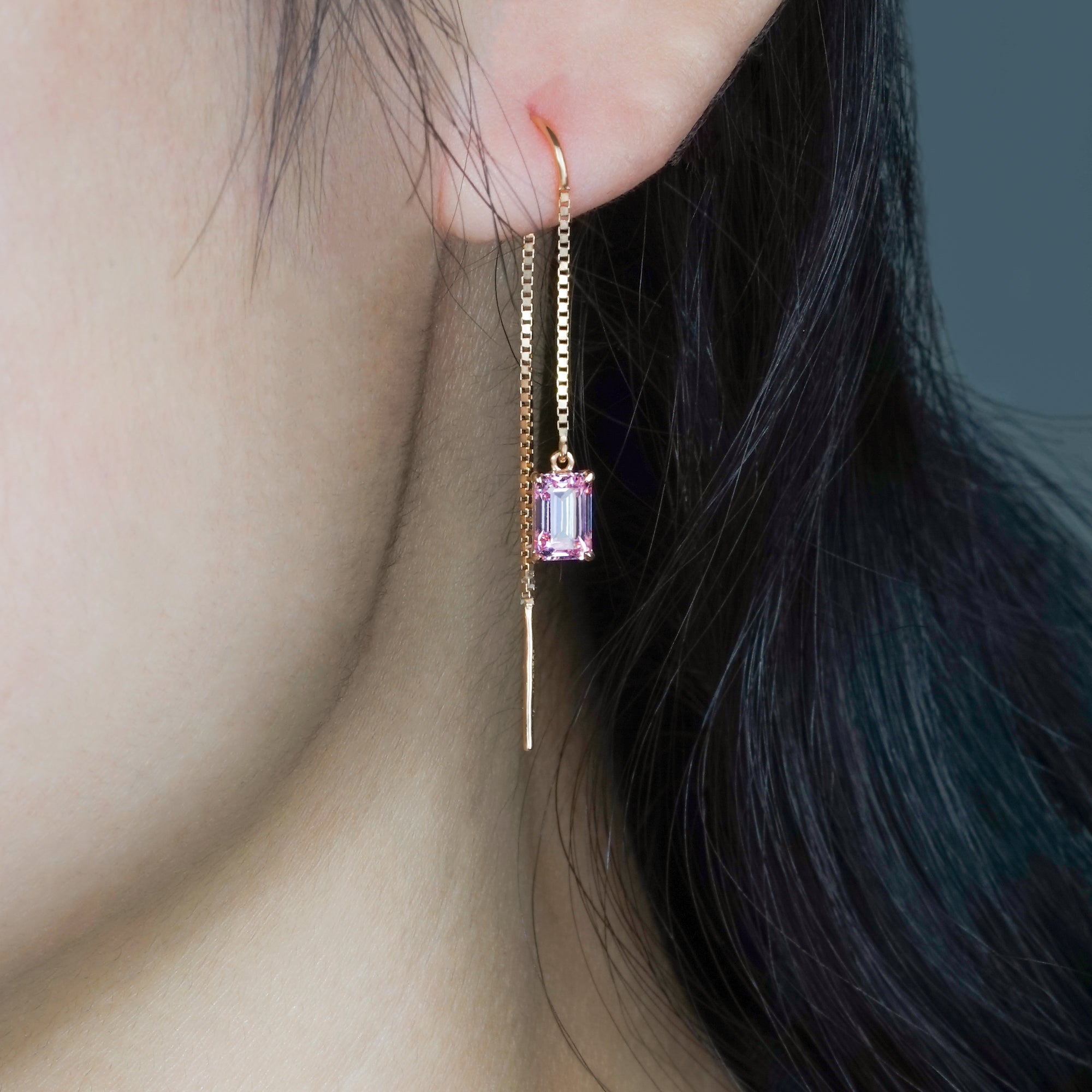 Poppy Gold Earring - Rosy Pink - Juene Jewelry