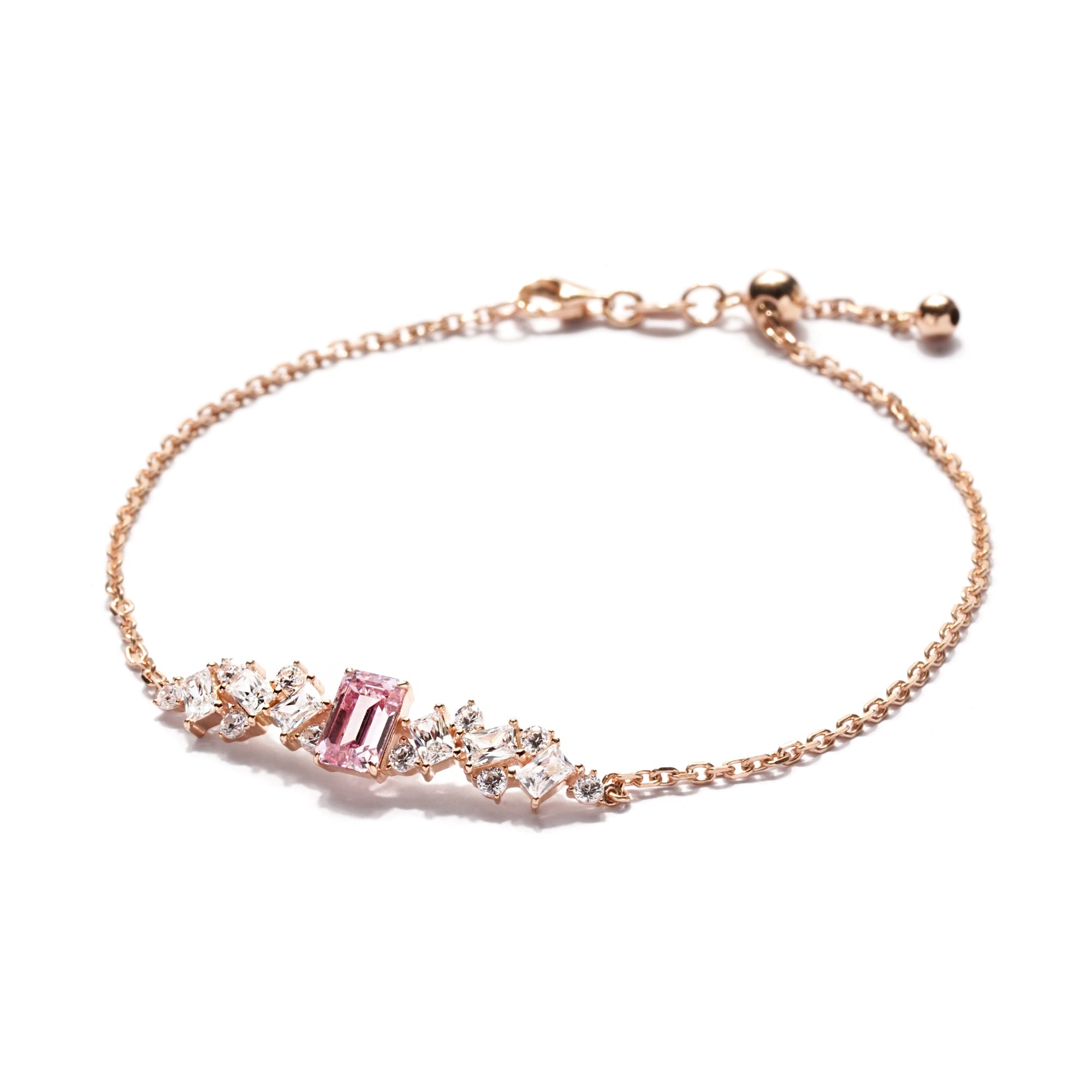 Raisa Gold Bracelet - Rosy Pink - Juene Jewelry