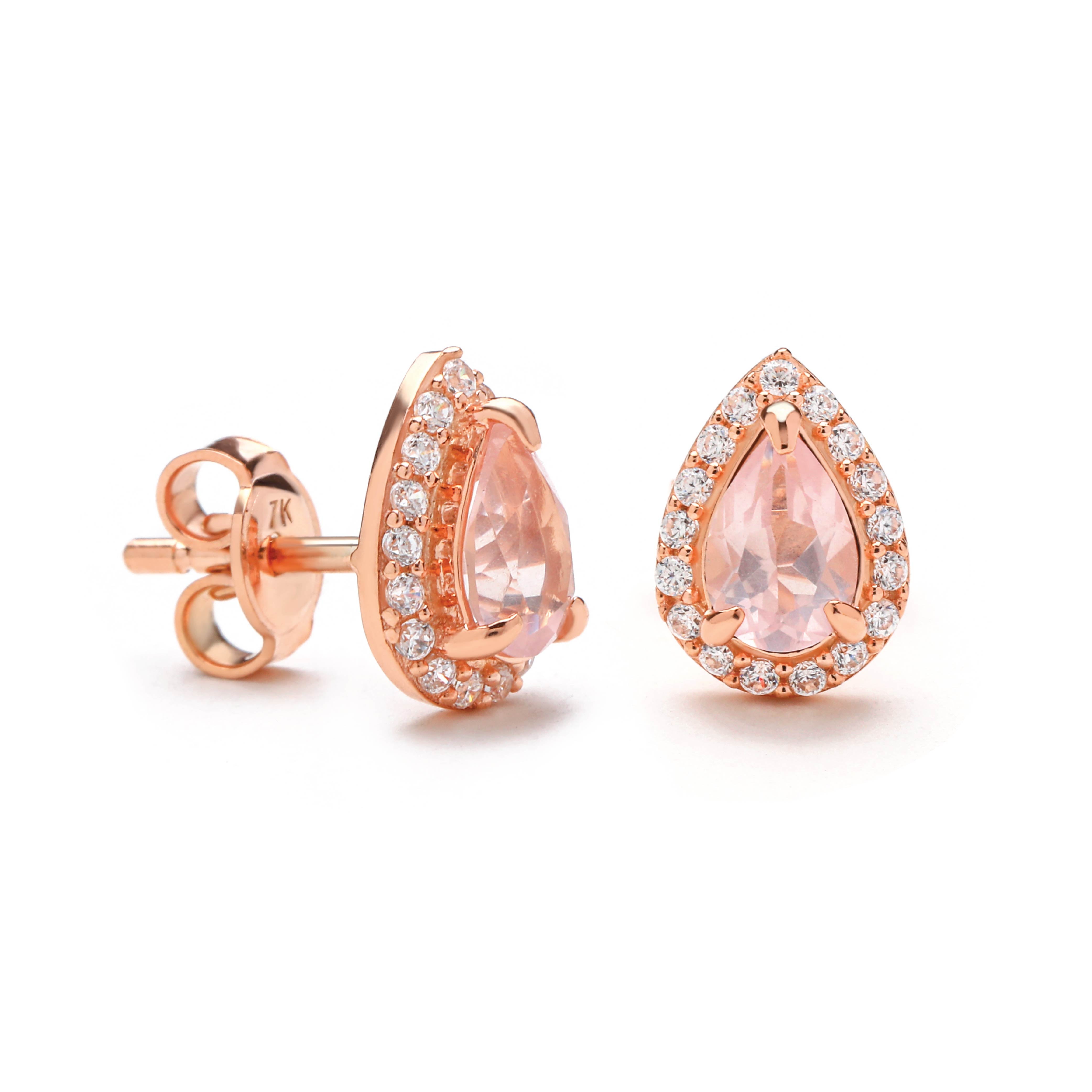 Rosequartz Earrings 01 - Juene Jewelry