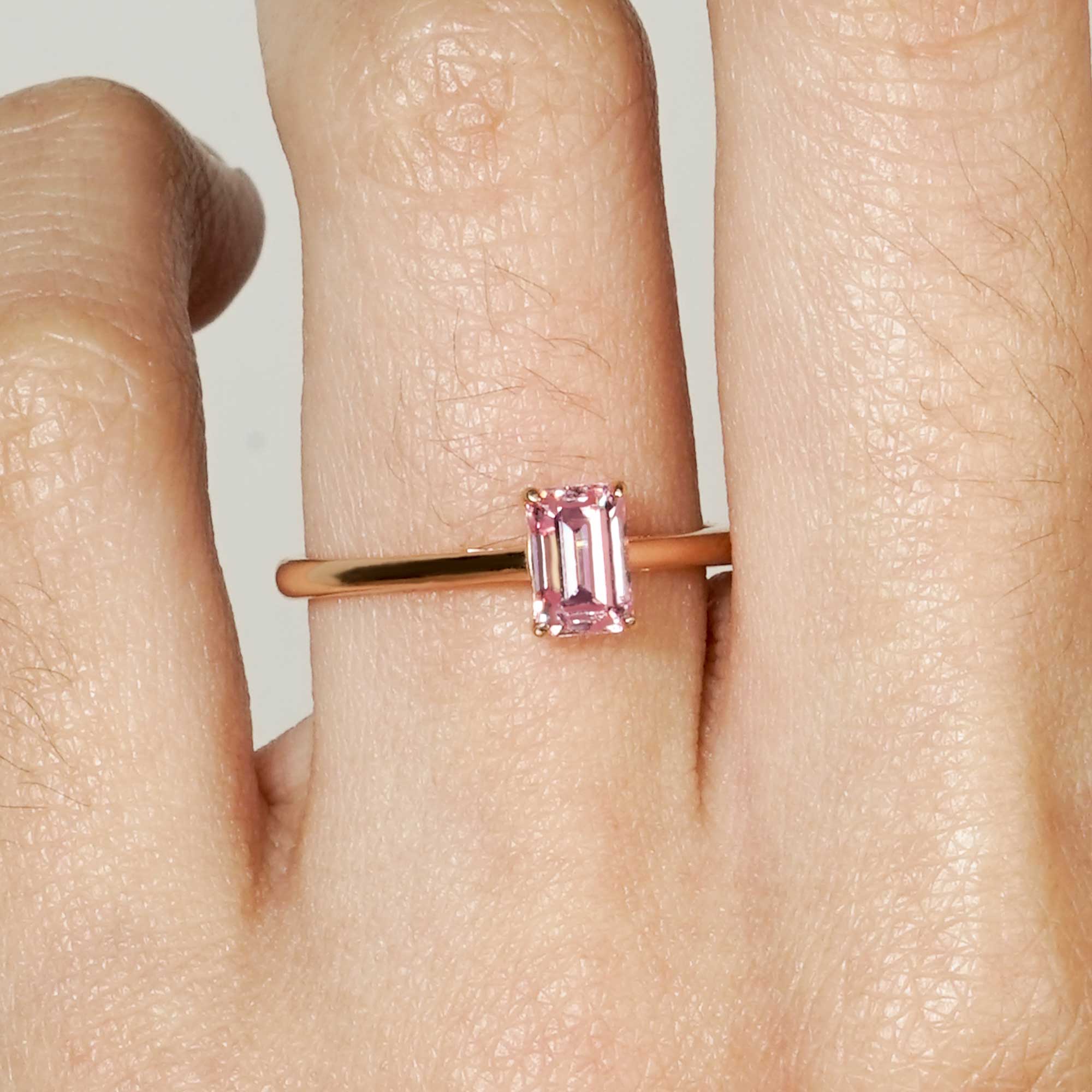 Sakura Gold Ring - Rosy Pink - Juene Jewelry