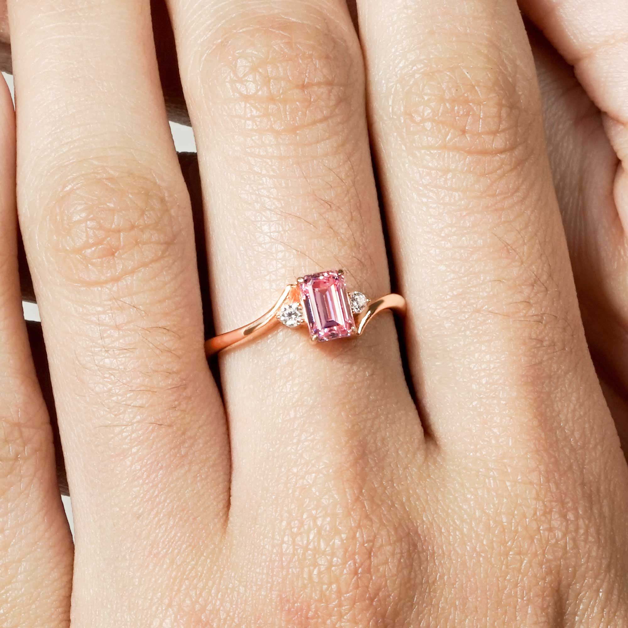 Taffy Gold Ring - Rosy Pink - Juene Jewelry