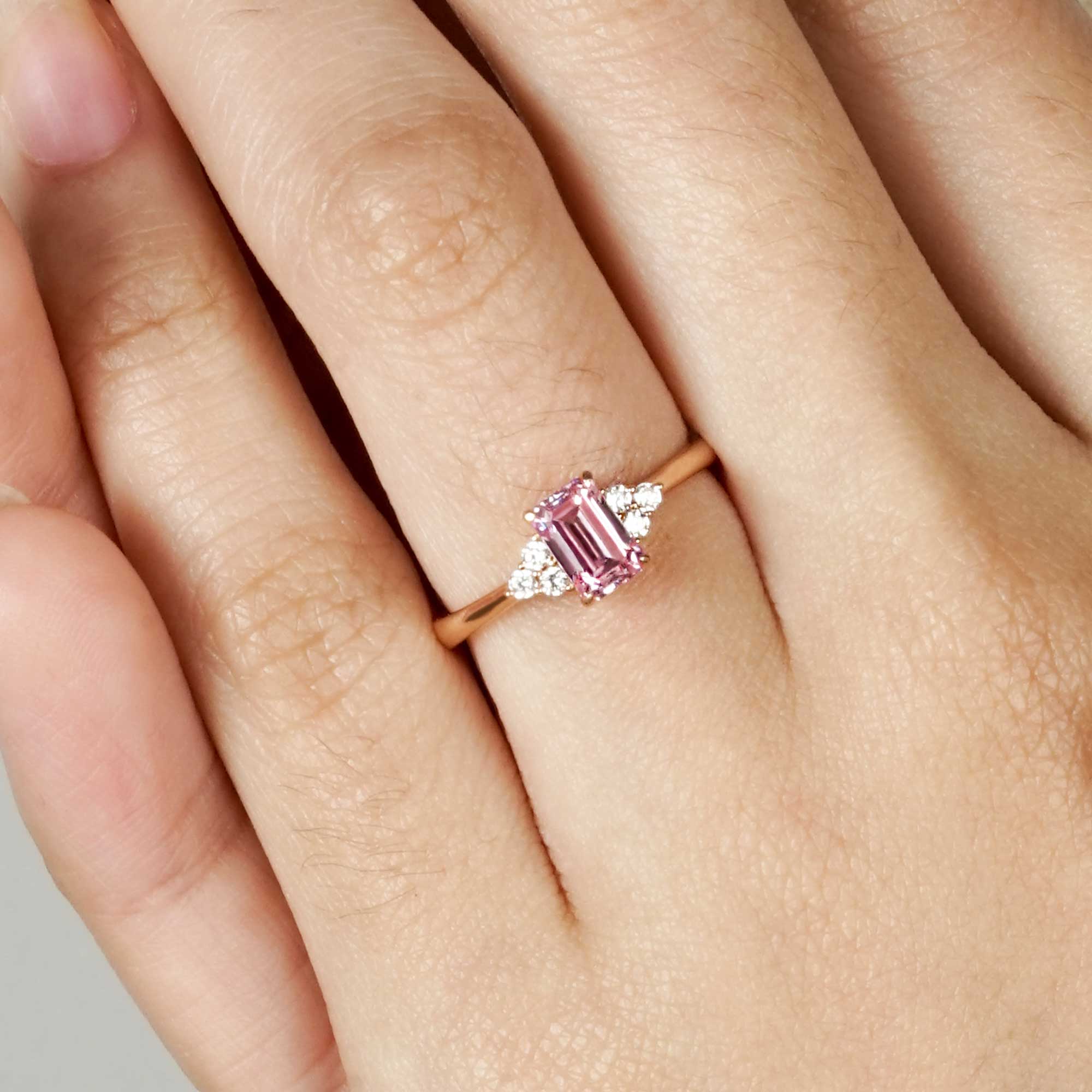 Victoria Gold Ring - Rosy Pink - Juene Jewelry